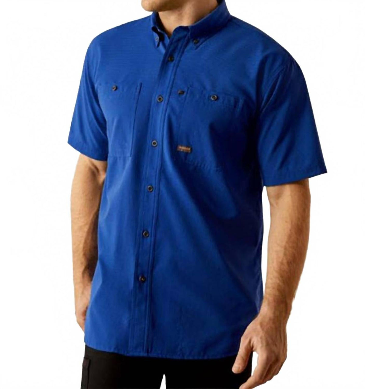 Camisa de hombre de manga corta color azul