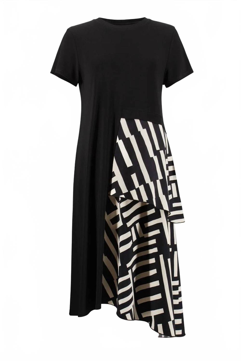 Vestido midi color negro y blanco