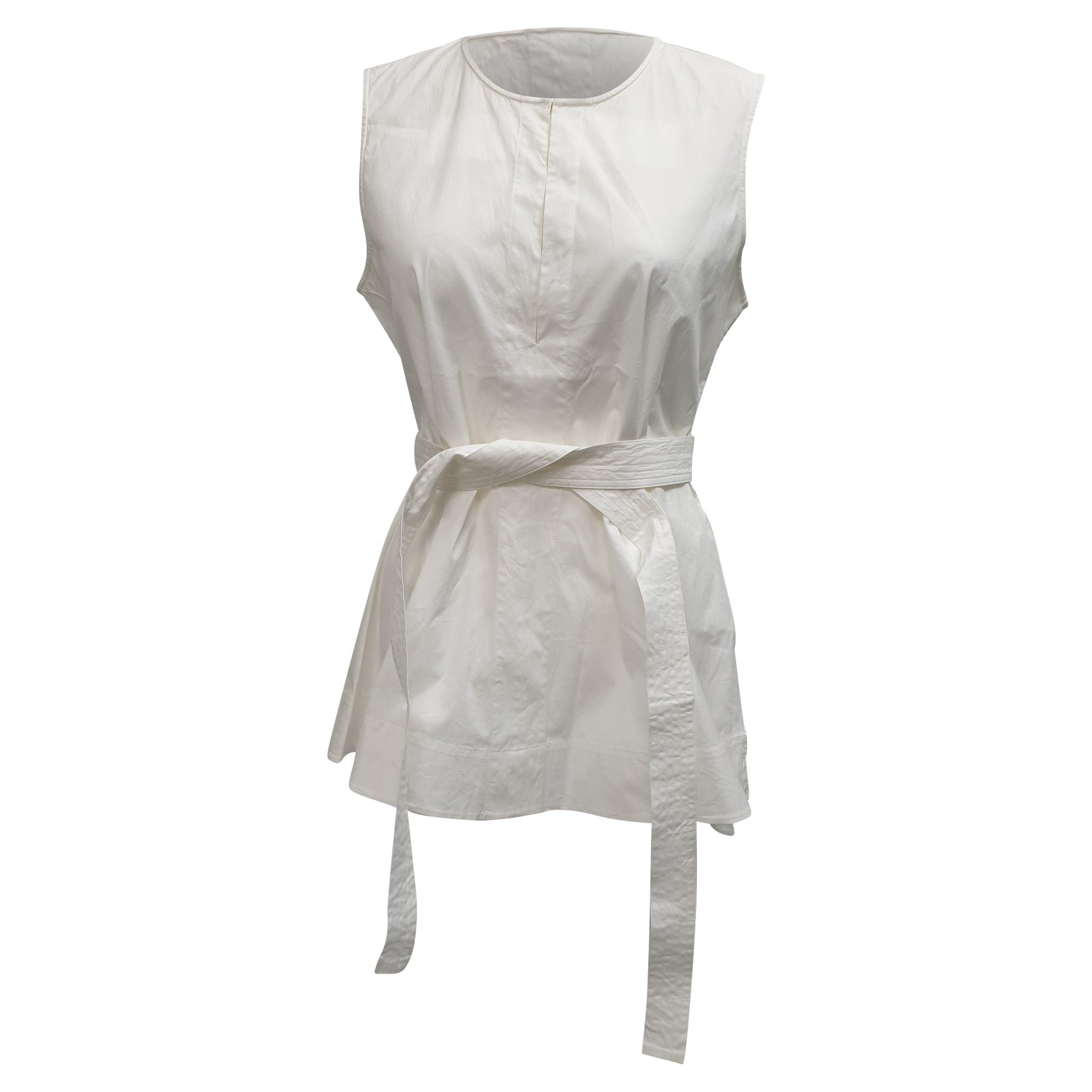 Blusa de algodón sin mangas color blanco