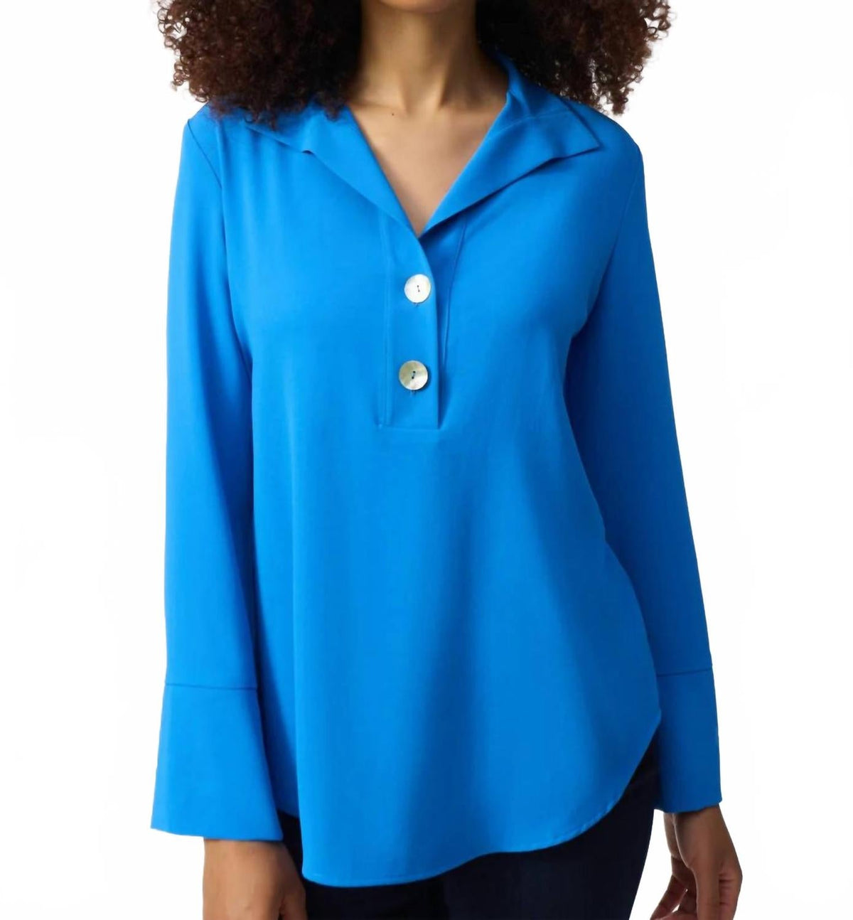 Top de manga larga color azul