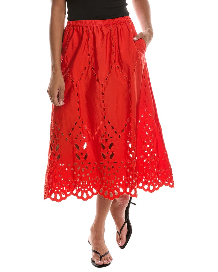 Falda midi con bordado