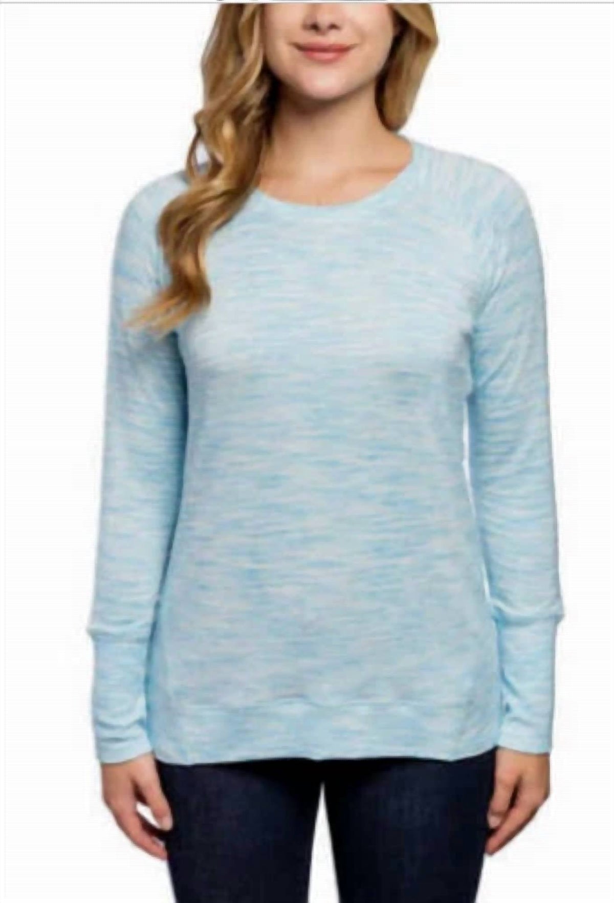 Camiseta de manga larga con cuello redondo color azul
