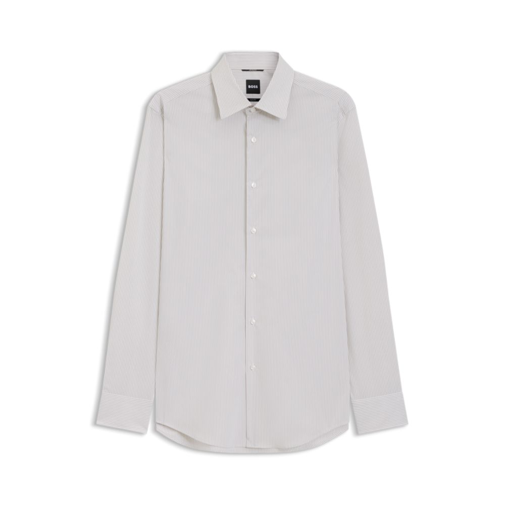 Camisa de mezcla de algodón de corte ajustado a rayas