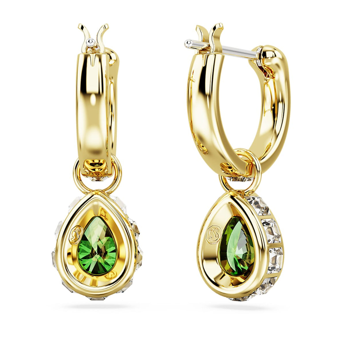 Aretes color verde y dorado