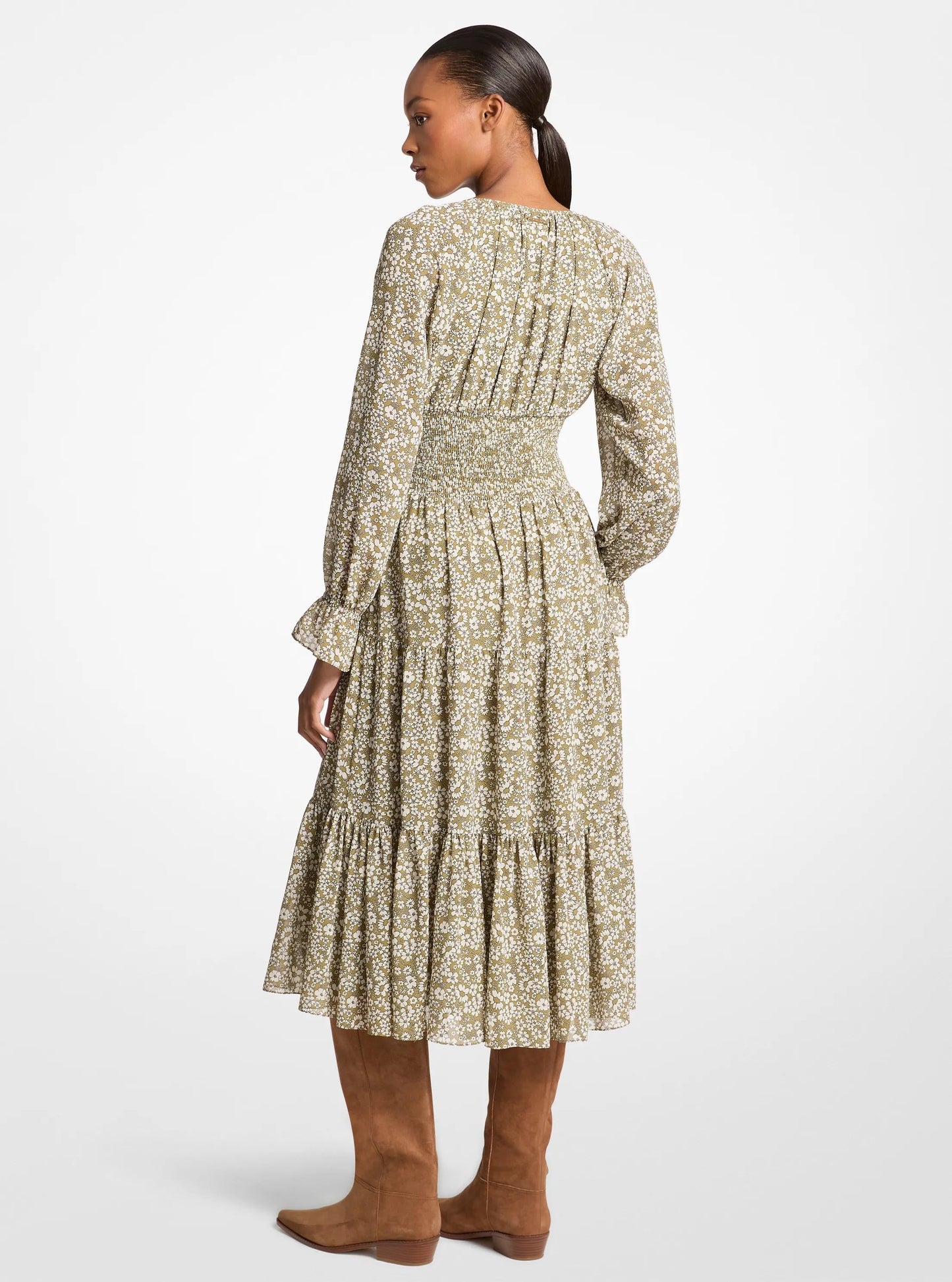 Vestido midi con estampado floral