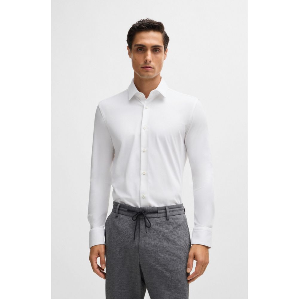 Camisa de mezcla de algodón de corte ajustado