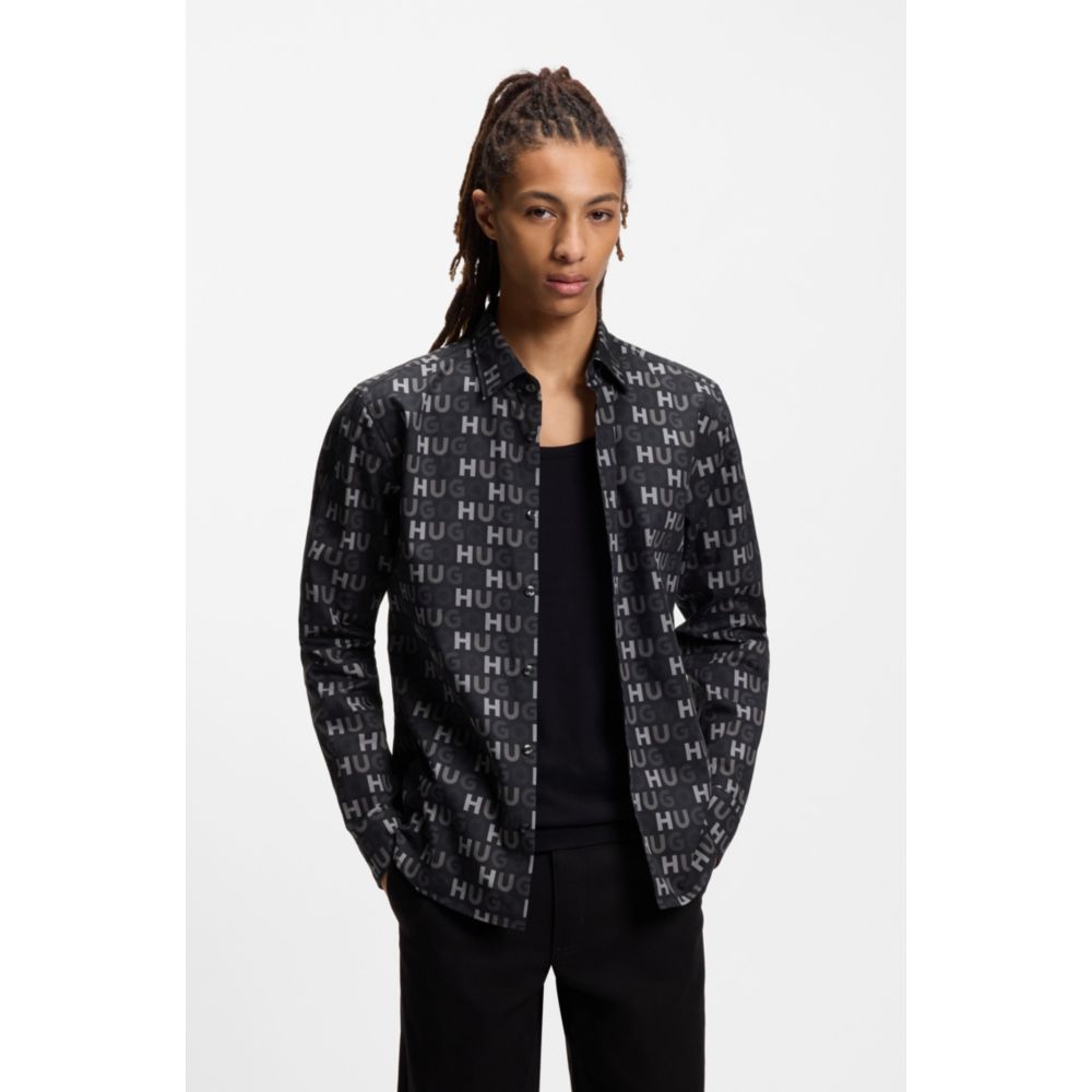 Camisa de algodón de corte ajustado con estampado