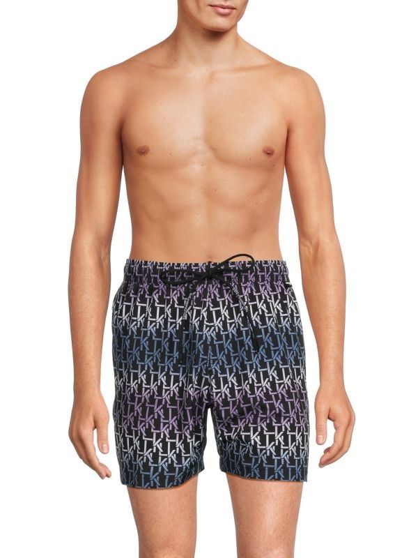 Pantaloneta de baño de hombre con estampado color negro