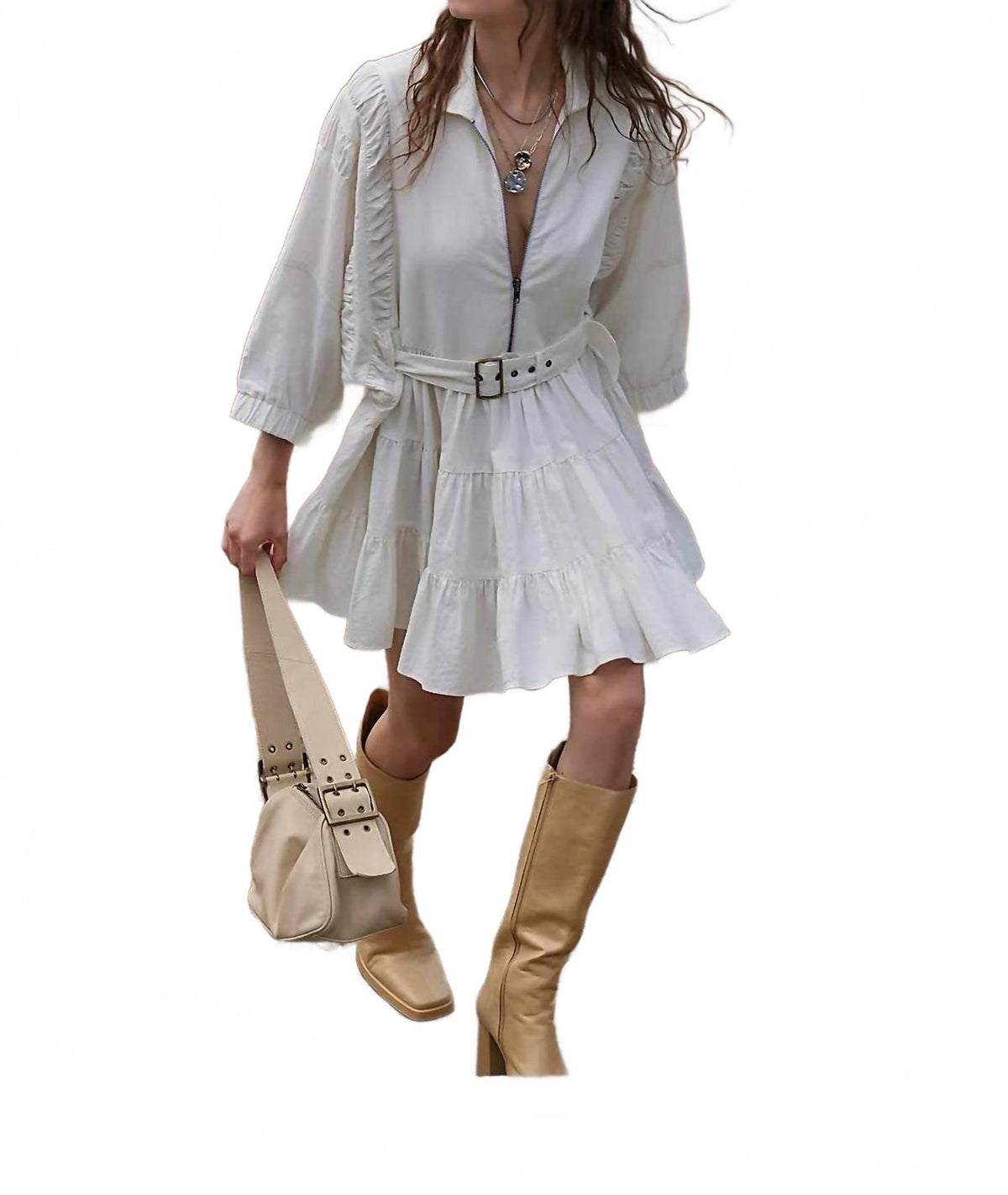 Vestido corto color marfil