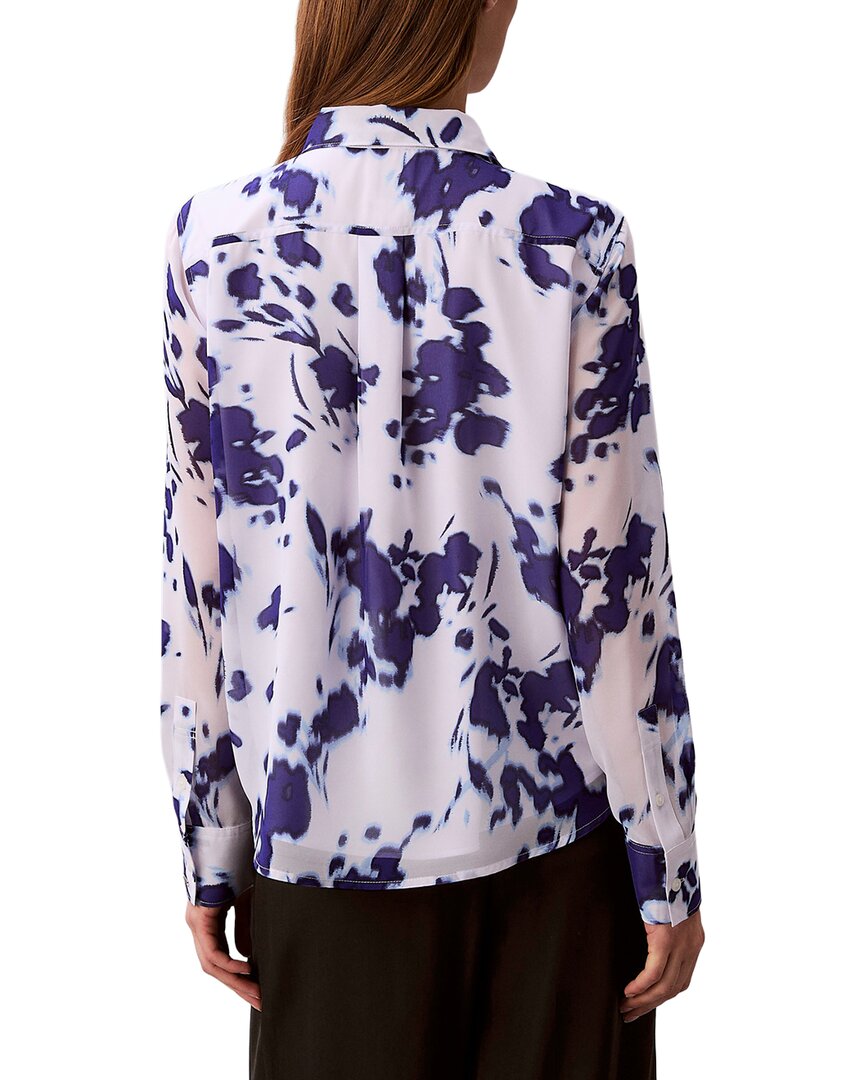 Calvin Klein Camisa Relajada con Botones Estampado de Chifón