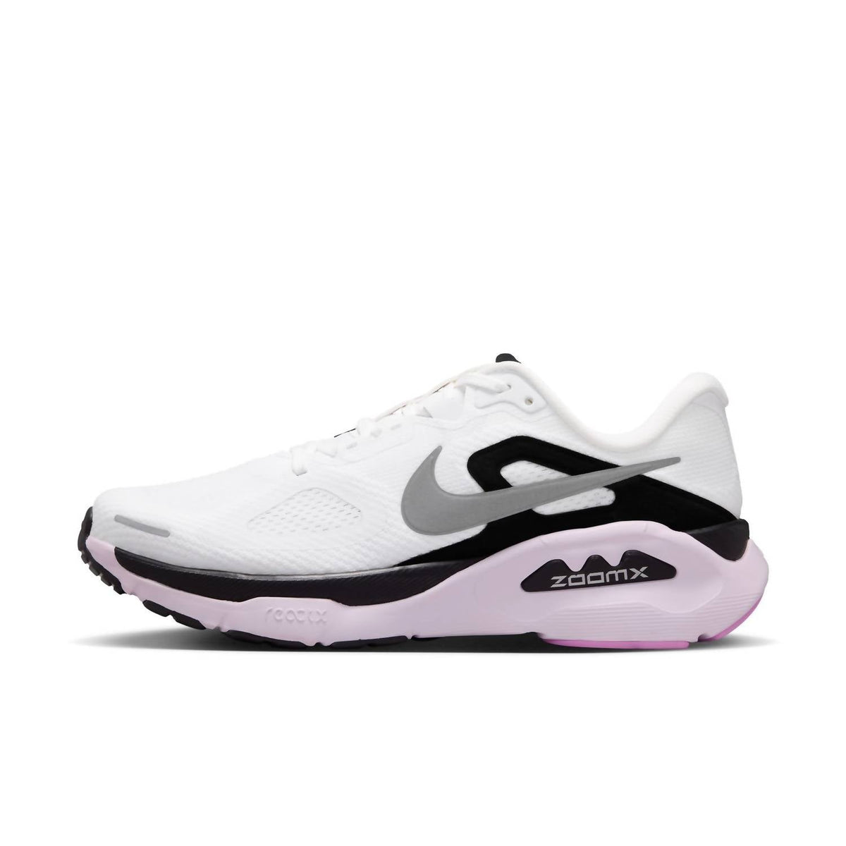 Tenis para correr de mujer color negro y blanco y plateado