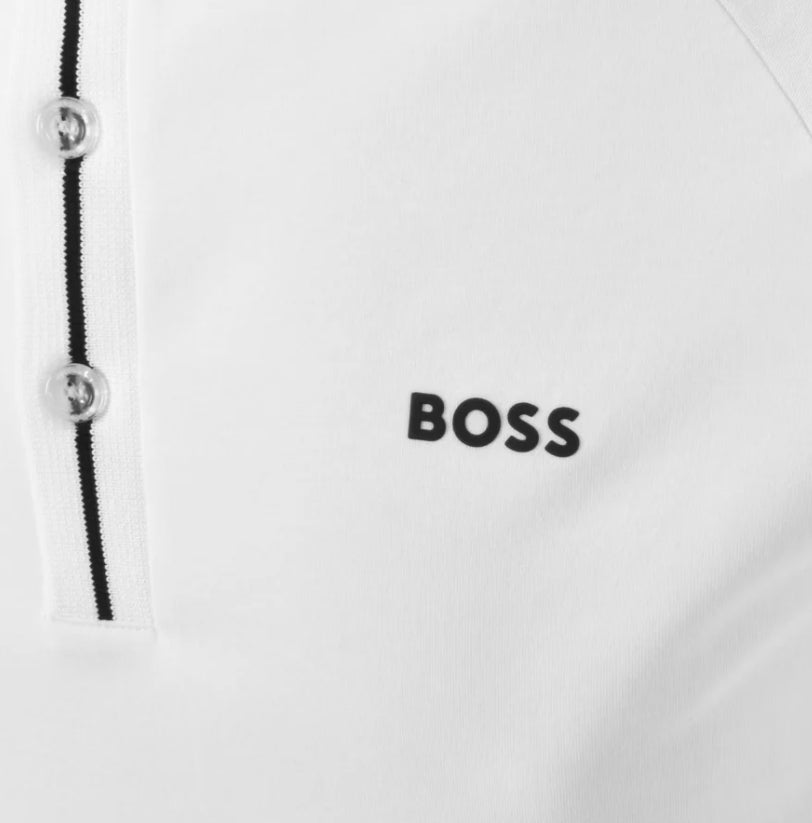 Polo de hombre de manga corta a rayas color blanco