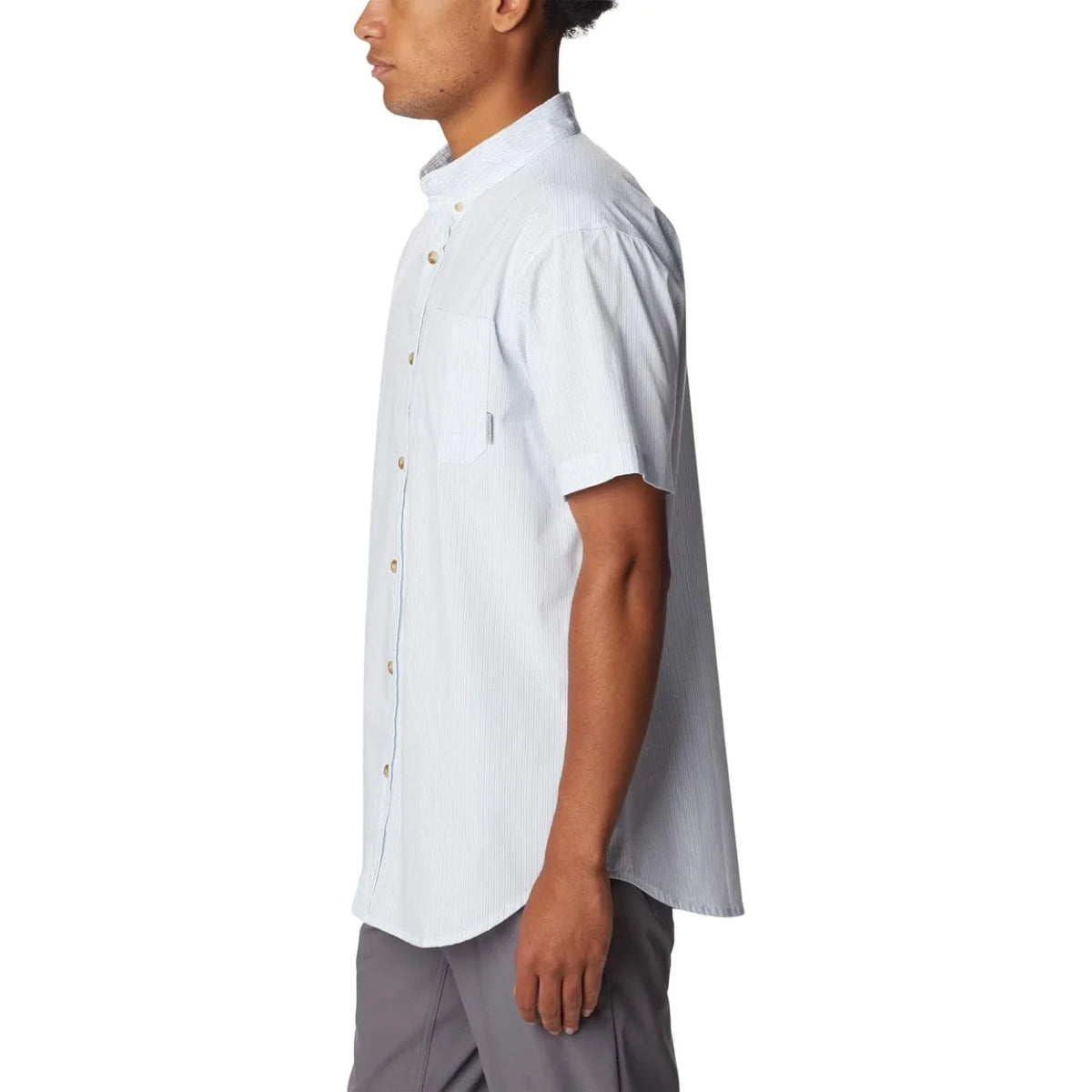 Camisa de hombre de manga corta a rayas color blanco
