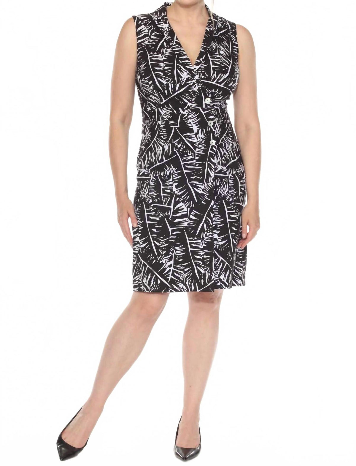 Vestido sin mangas color negro y blanco