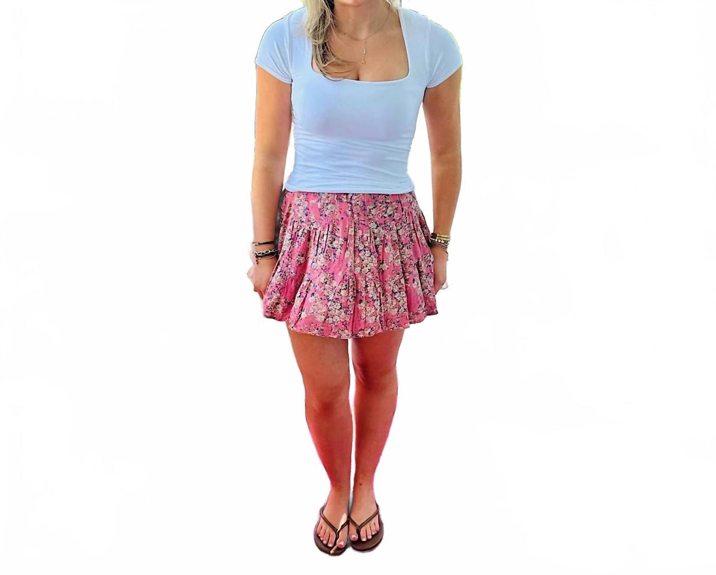 Falda con estampado color rosado