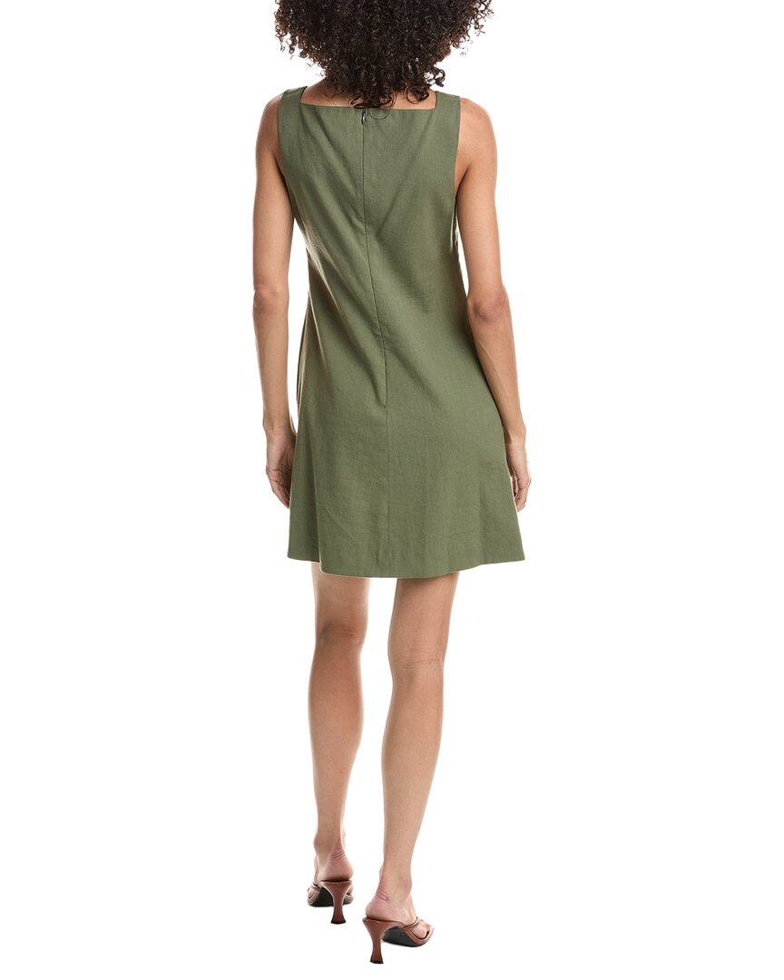 Vestido de mezcla de lino corto con escote cuadrado