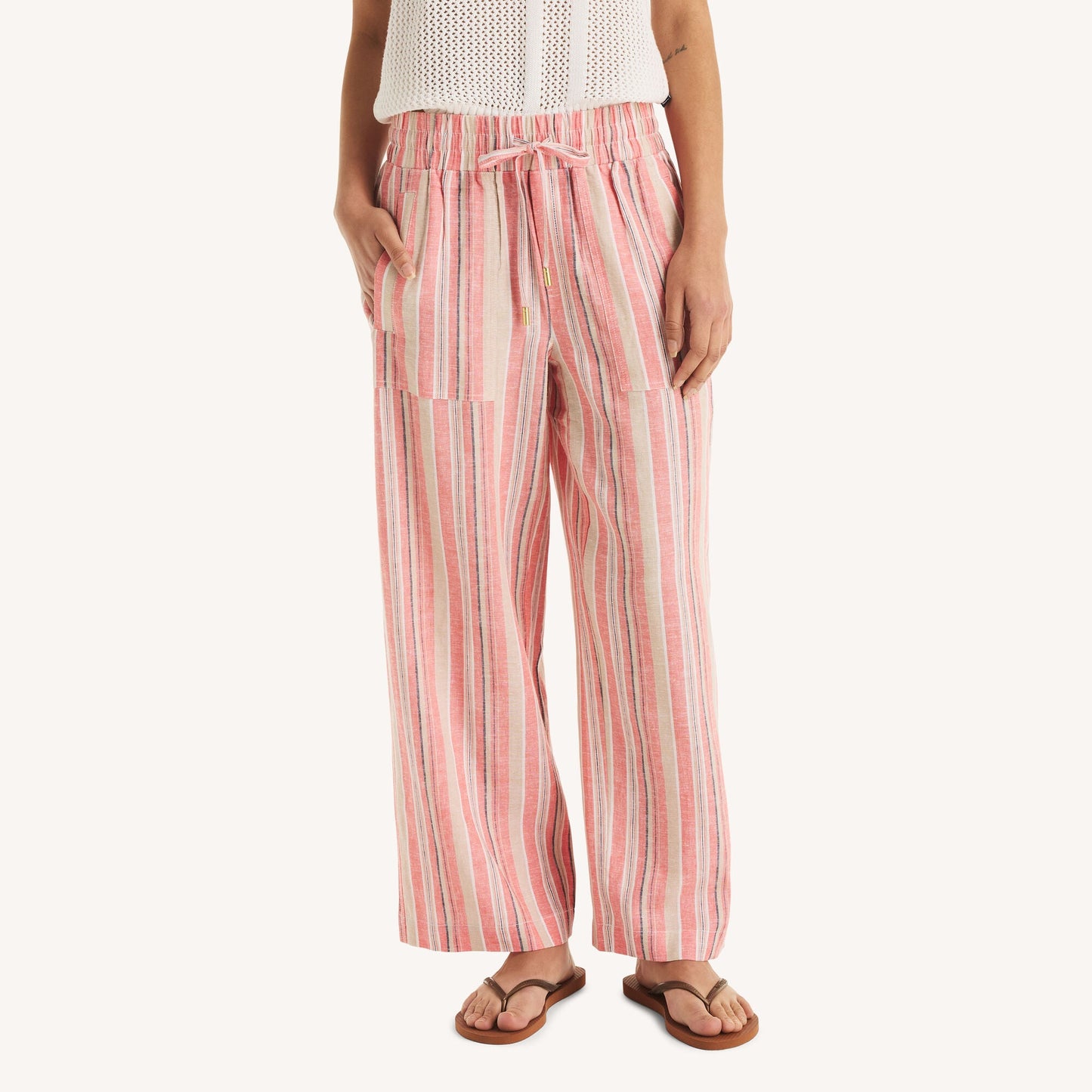 Pantalón de mujer de lino a rayas