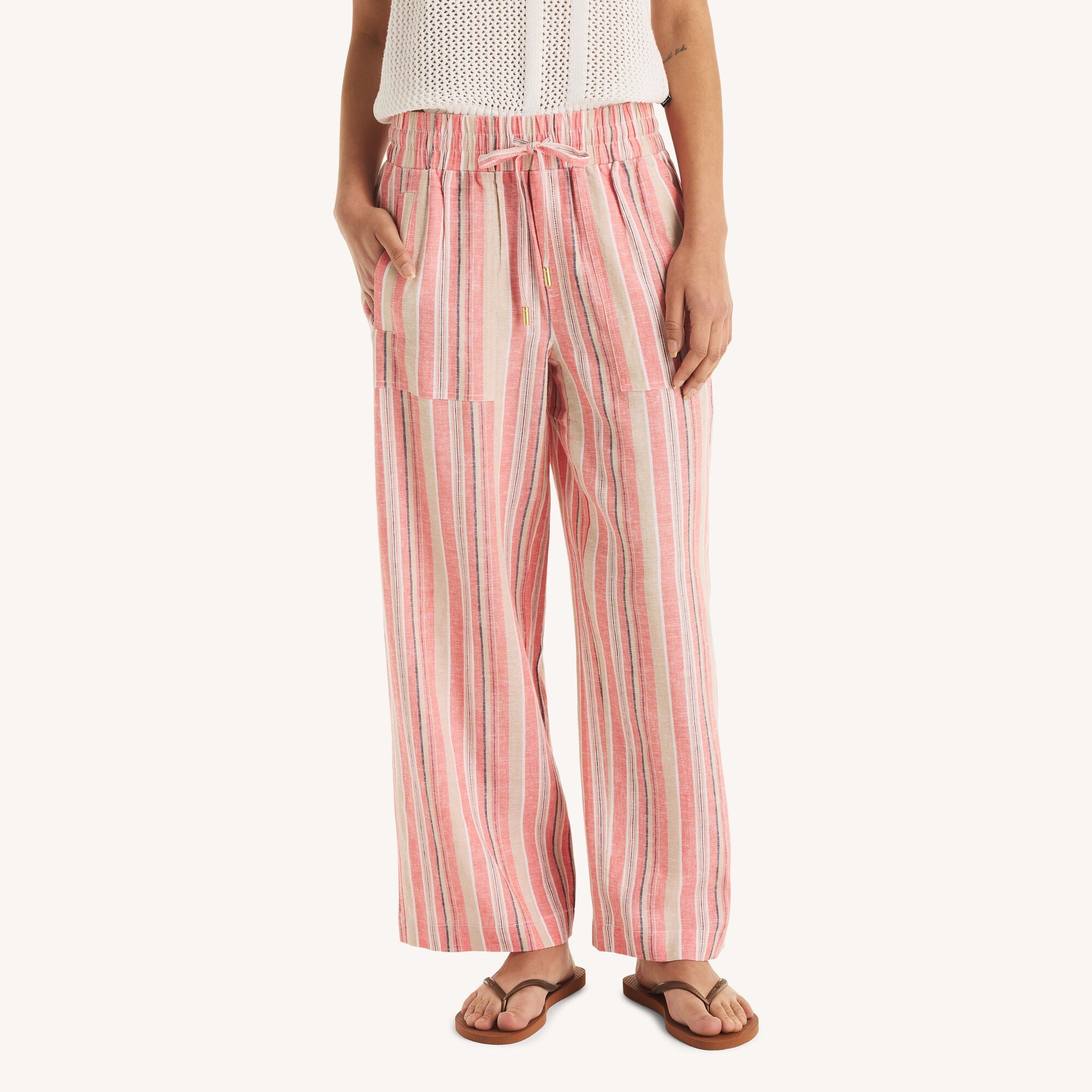 Pantalón de mujer de lino a rayas