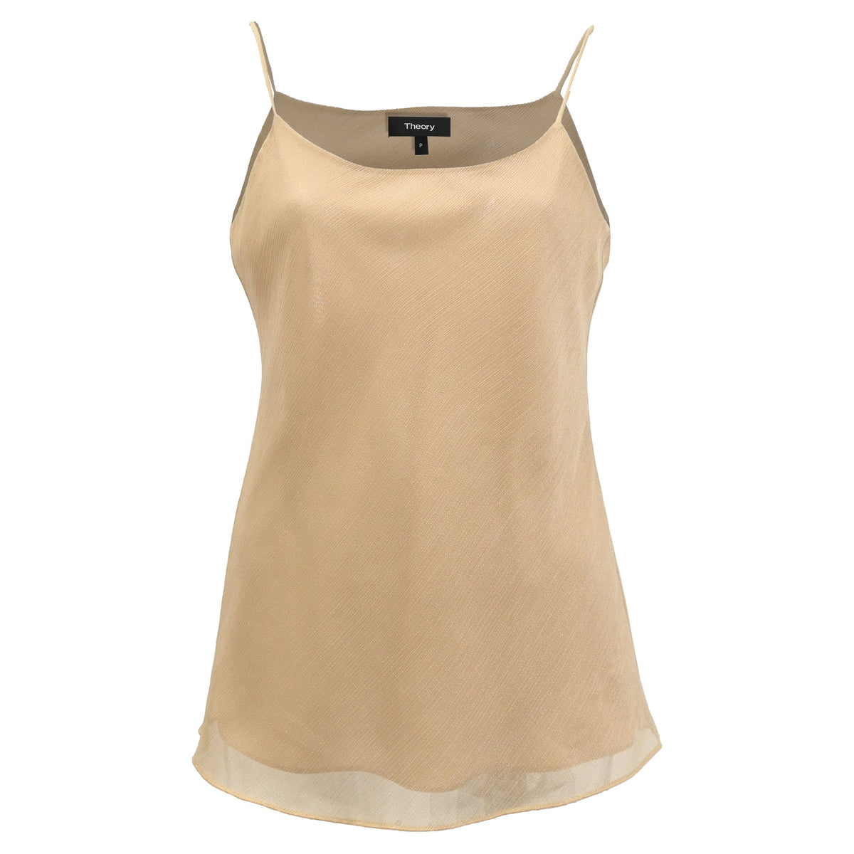 Camiseta sin mangas de seda color beige