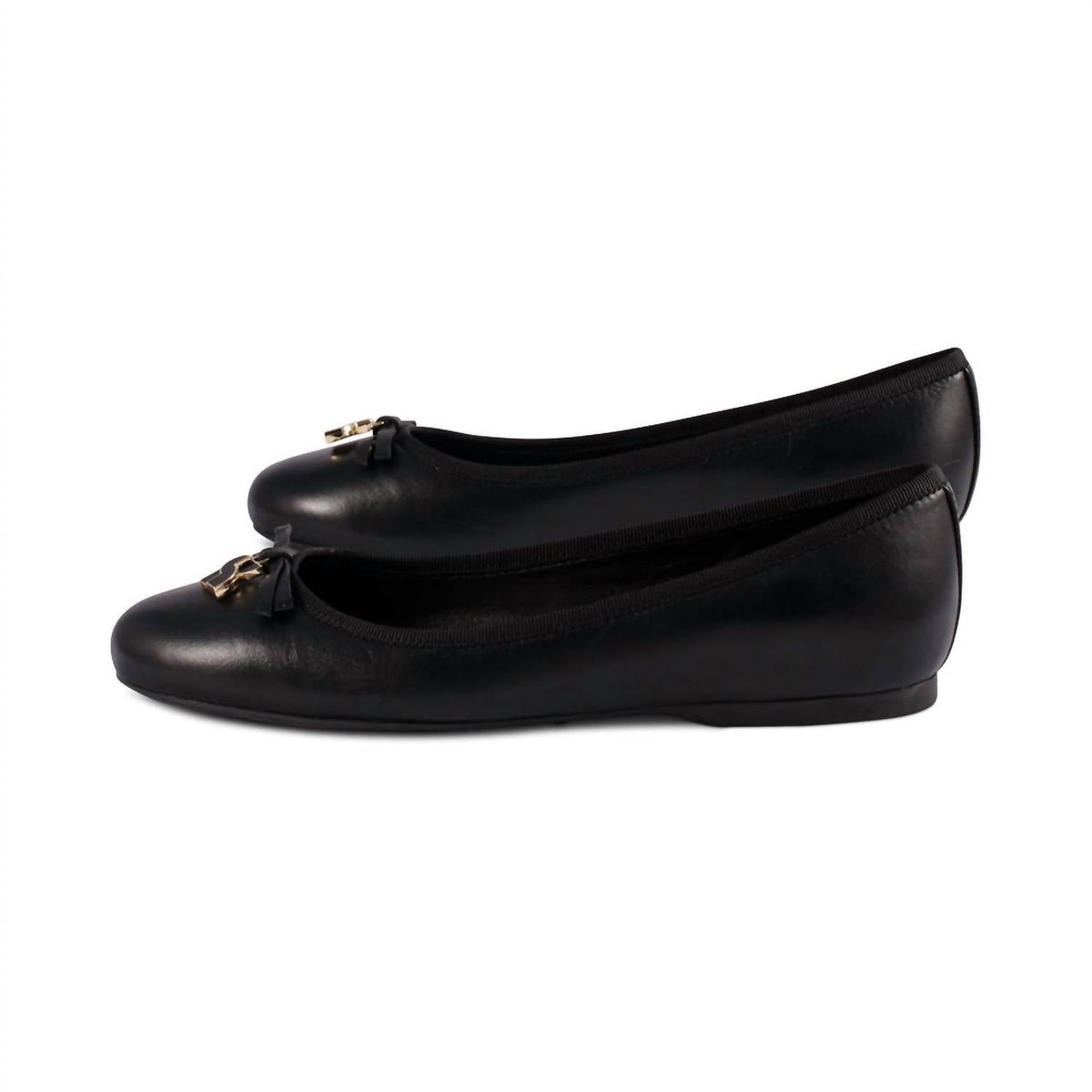 Zapatos planos de mujer de cuero color negro
