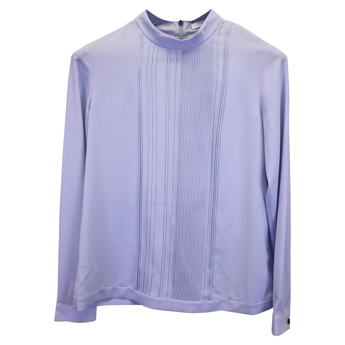 Top con cuello alto con pliegues color azul