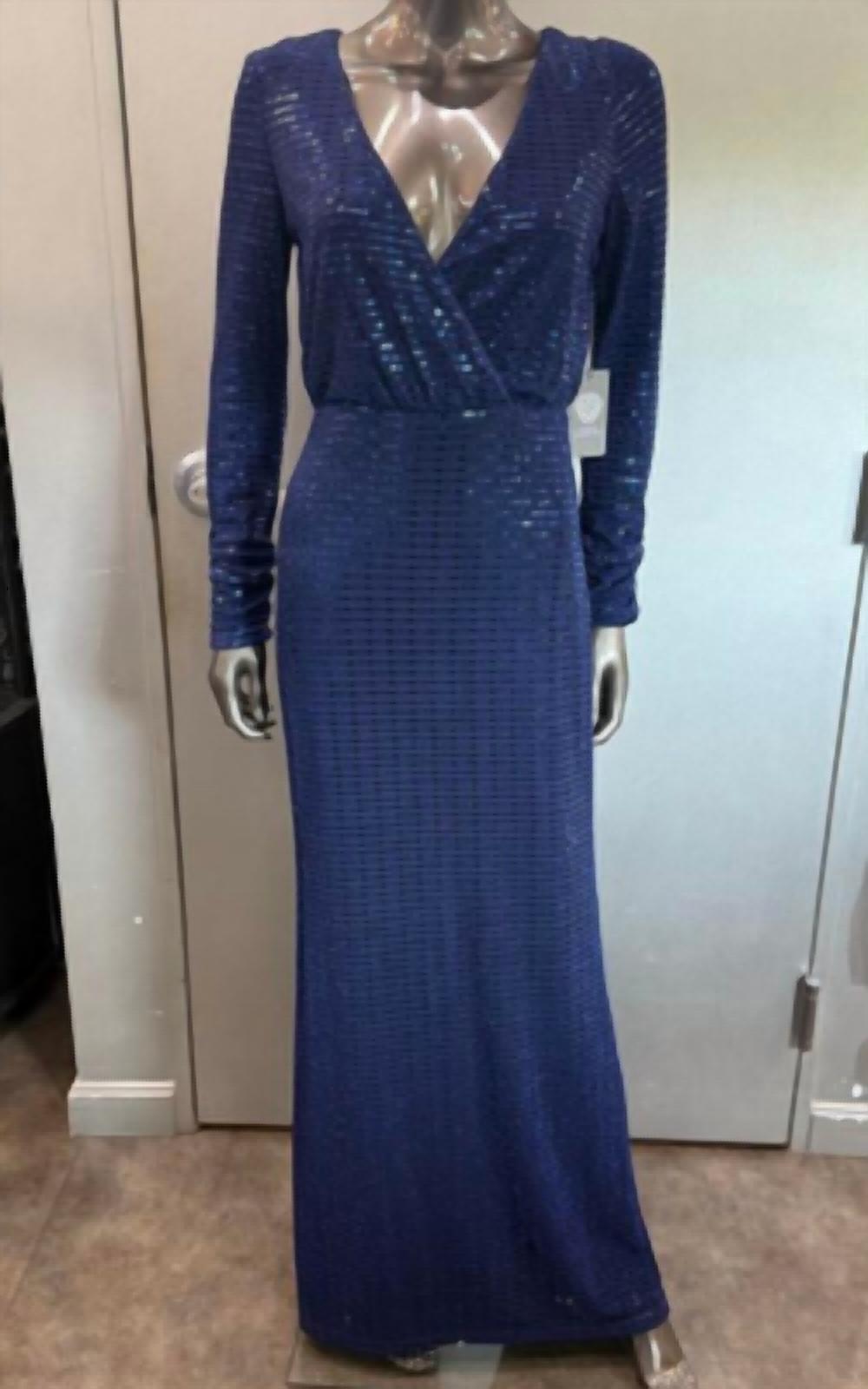 Vestido de manga larga color azul marino
