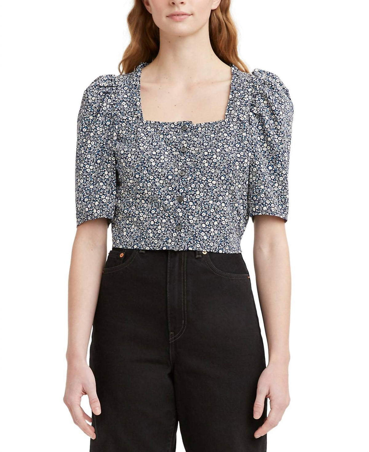Blusa de algodón con estampado floral