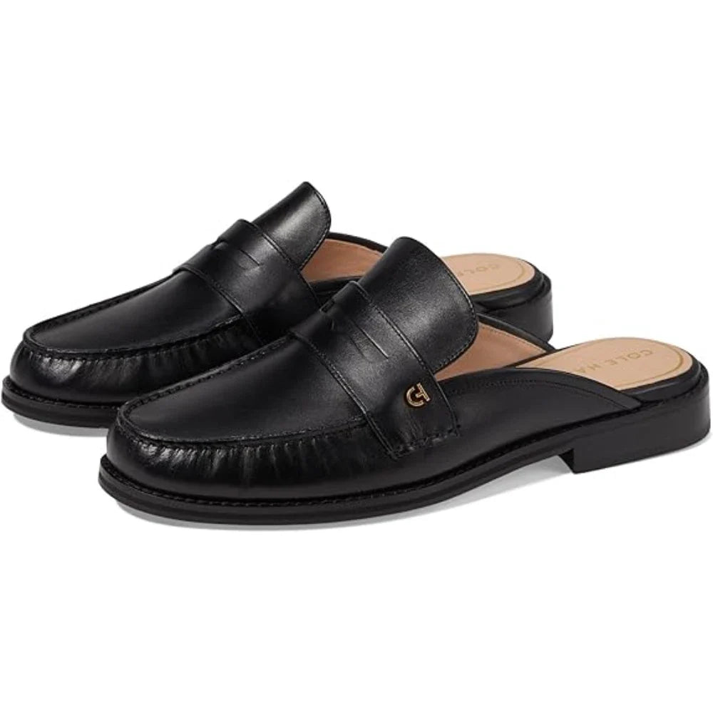 Mocasines de mujer de cuero sin cordones color negro