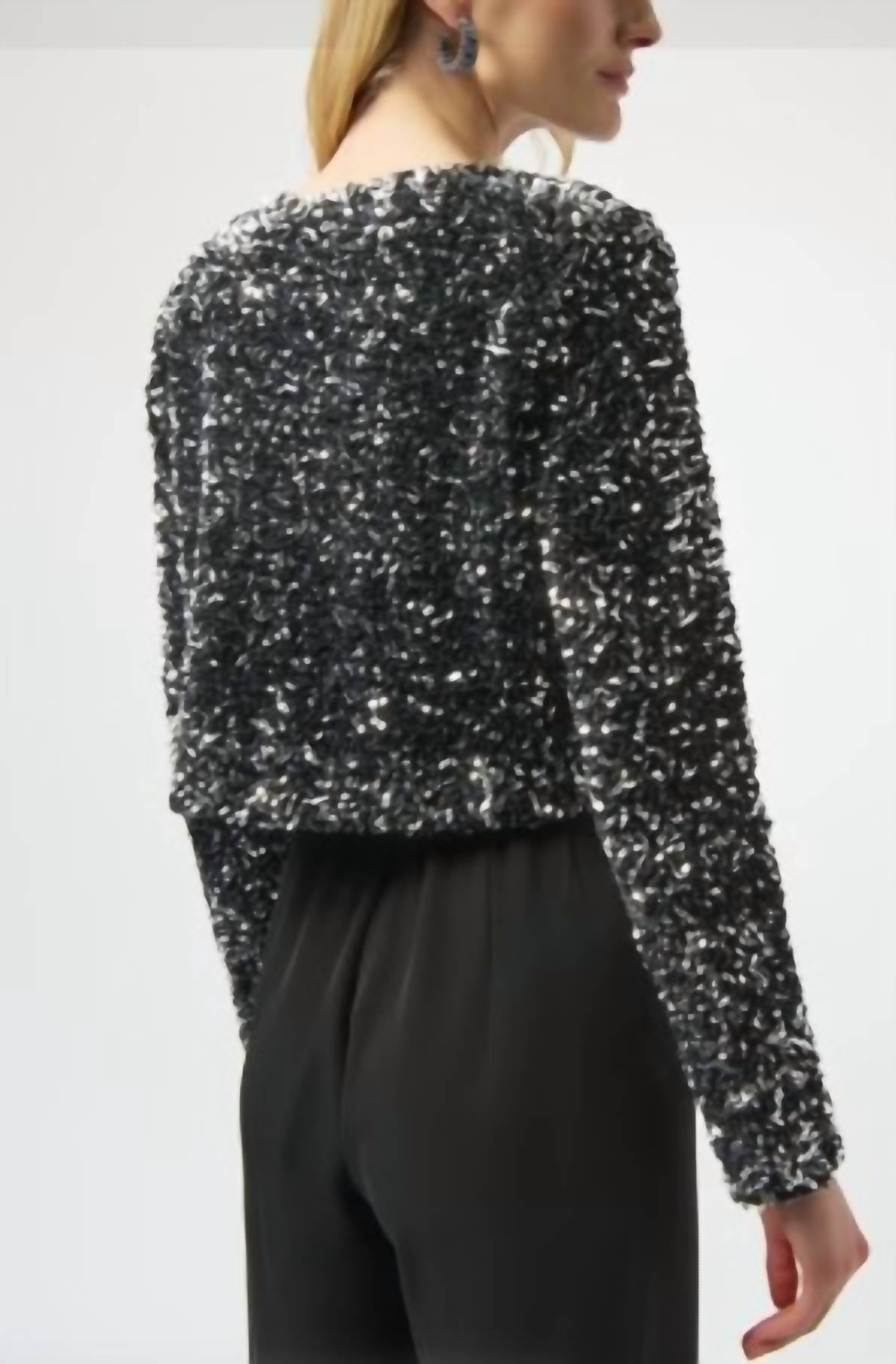 Chaqueta con lentejuelas color negro y plateado