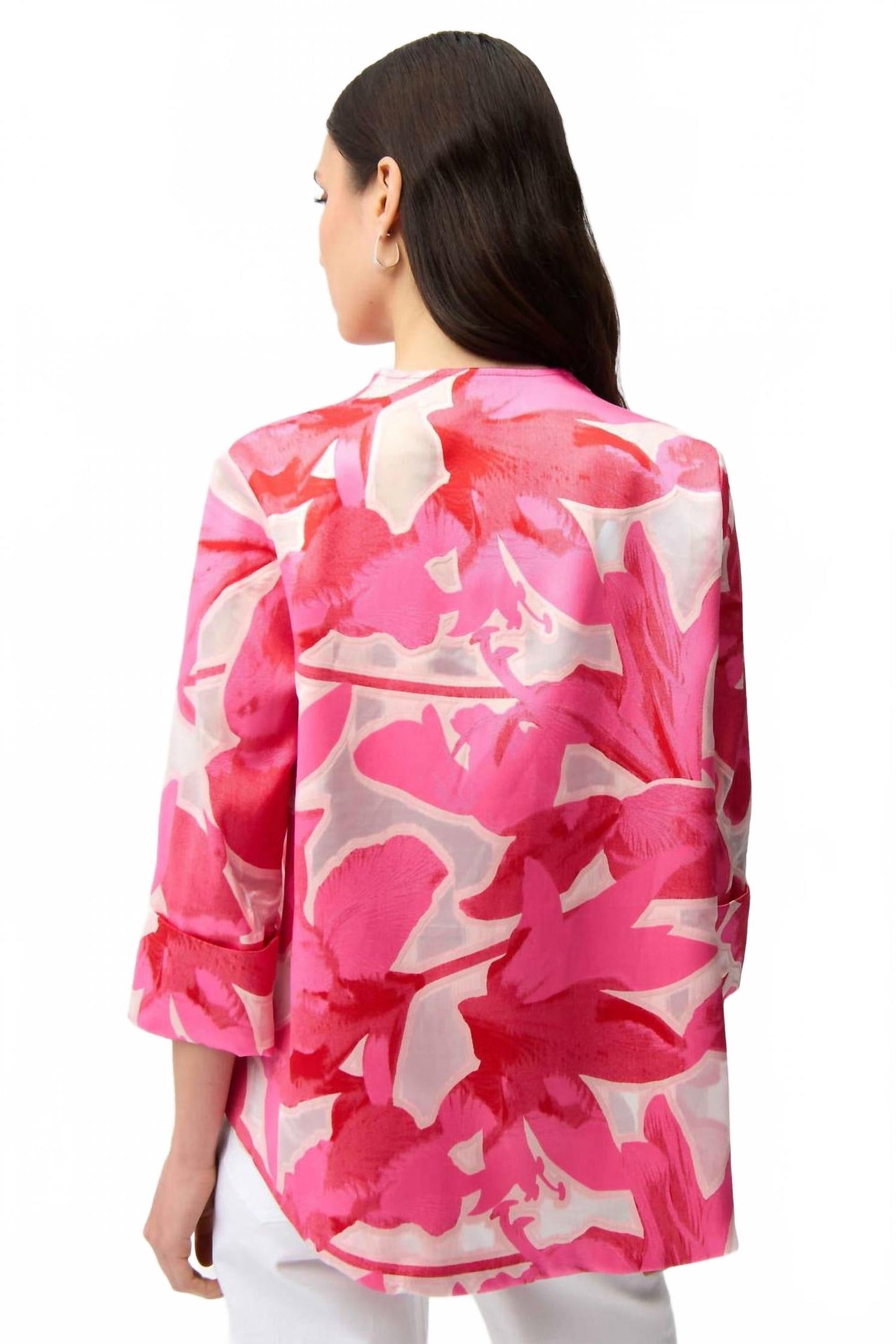 Chaqueta con estampado floral color rosado