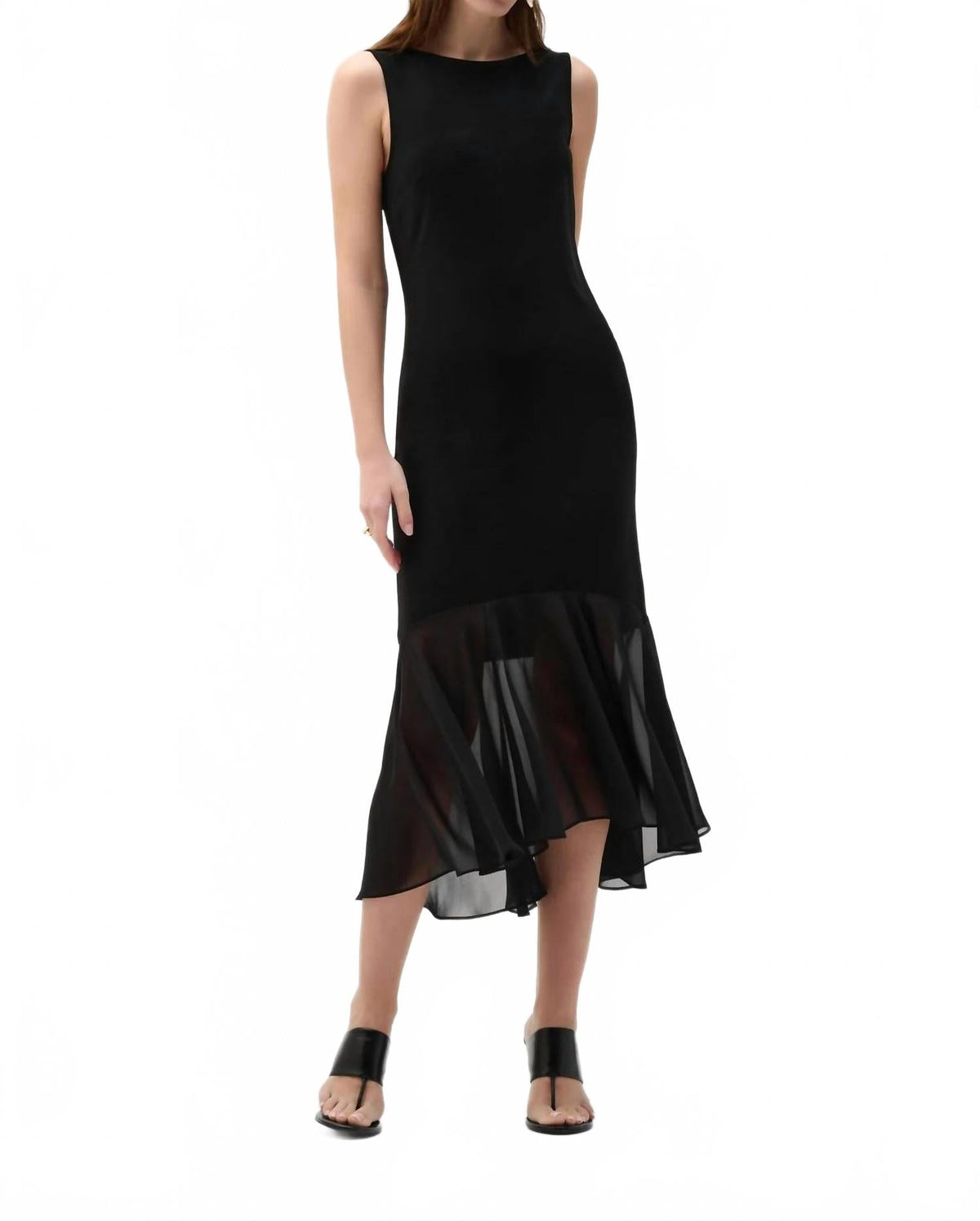 Vestido de gasa midi color negro