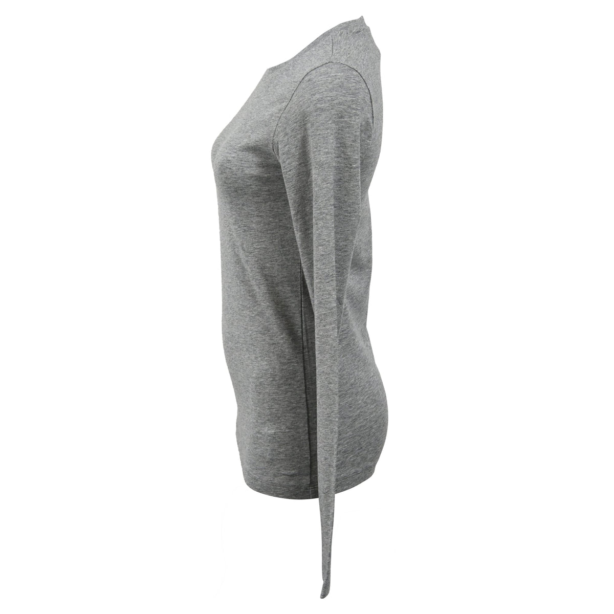 Top de algodón de manga larga con cuello redondo color gris