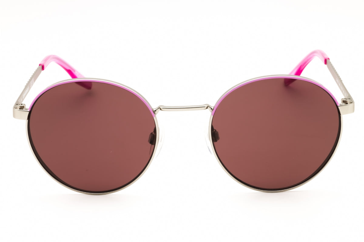 Gafas de satén color café y plateado