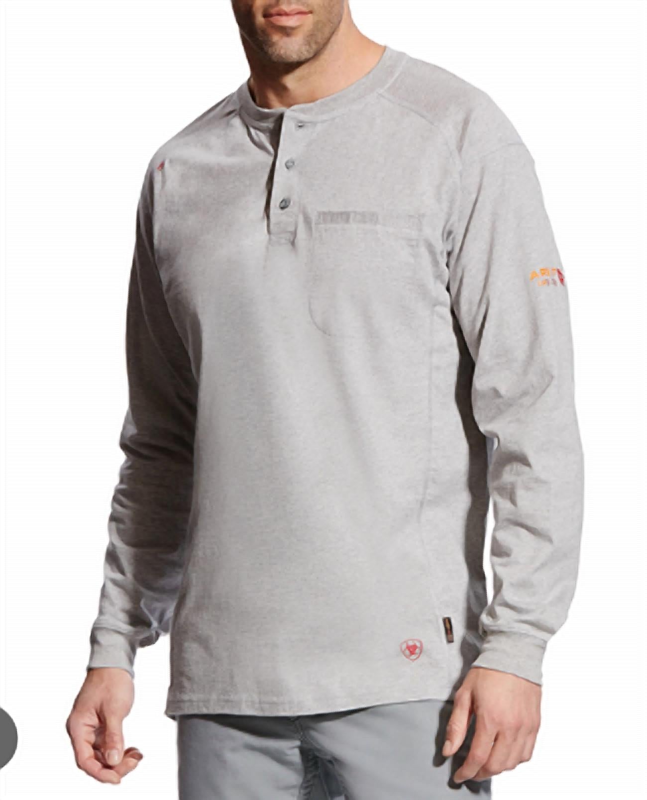Camiseta con botones de hombre de manga larga color plateado