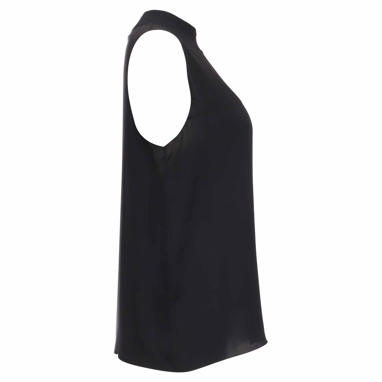 Top de seda con cuello alto color negro