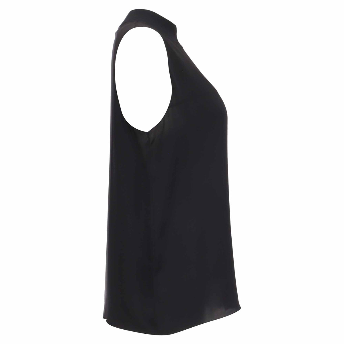 Top de seda con cuello alto color negro