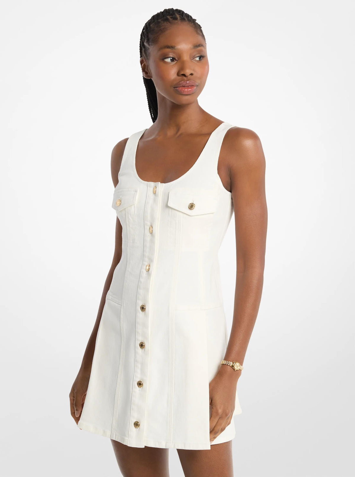 Vestido de mezclilla corto con pliegues