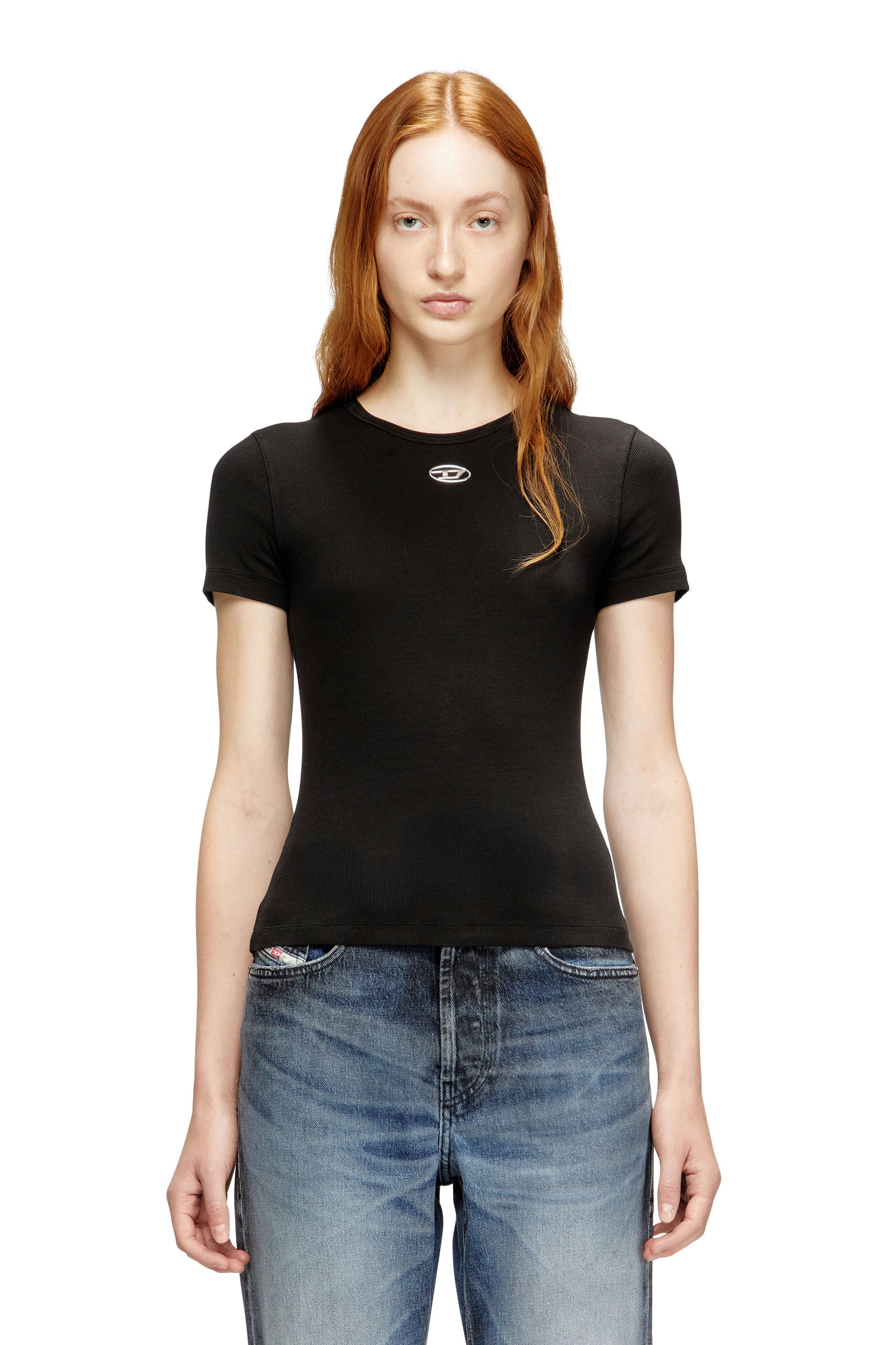 Camiseta con tejido acanalado