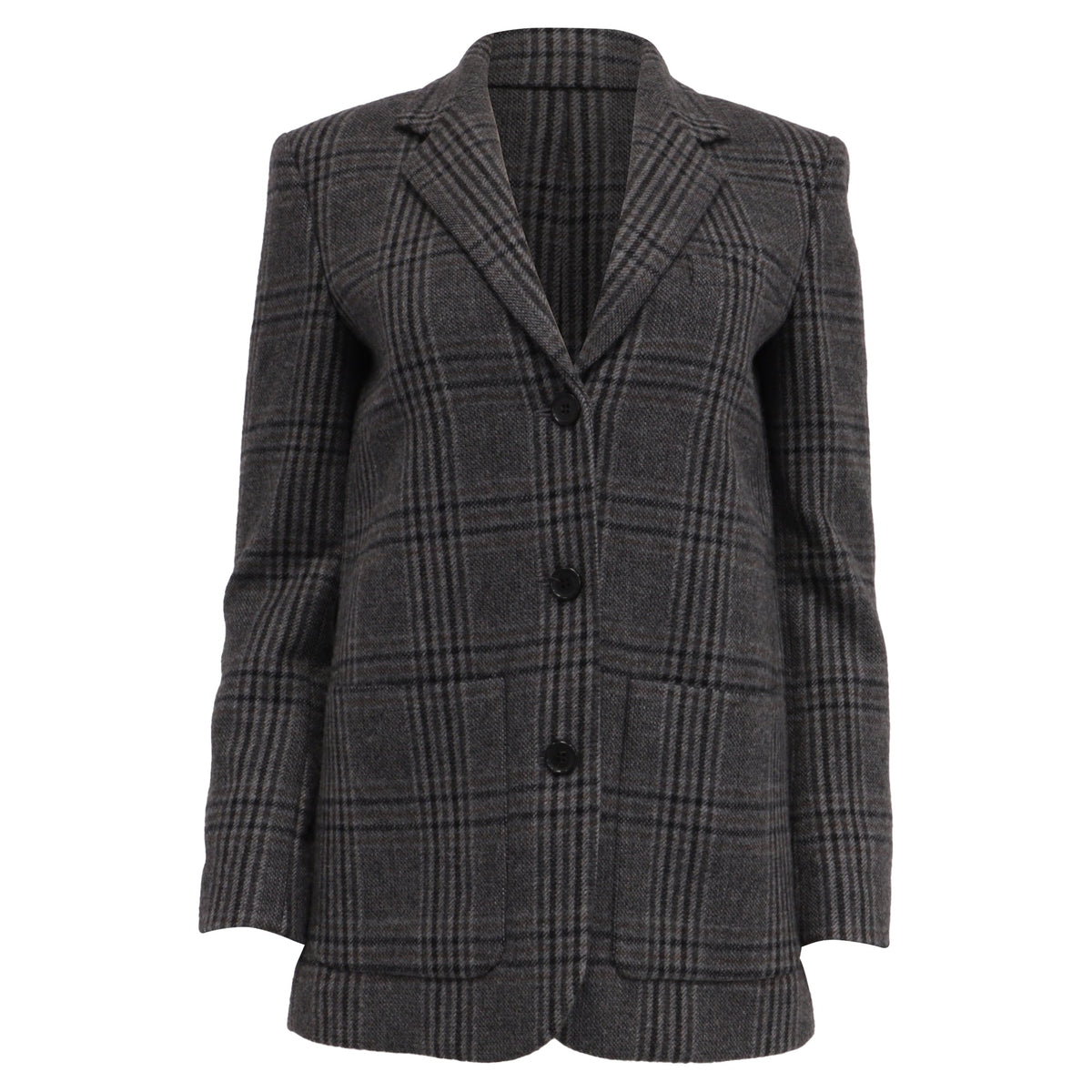 Blazer de lana a cuadros color gris