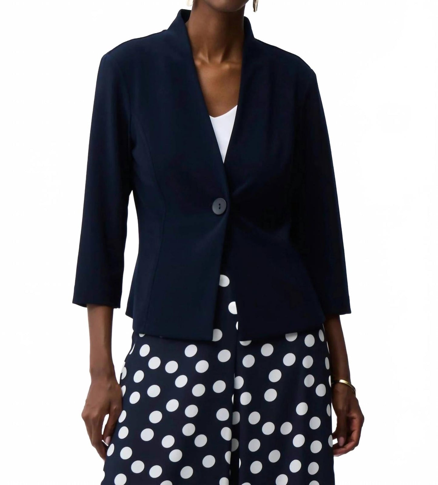 Chaqueta con cuello en V color azul