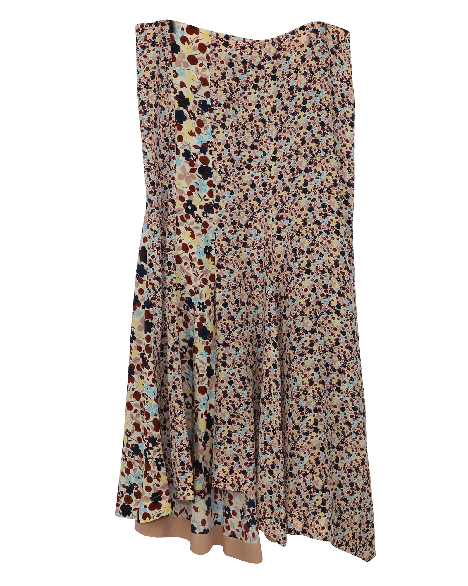 Falda de seda larga con estampado floral multicolor