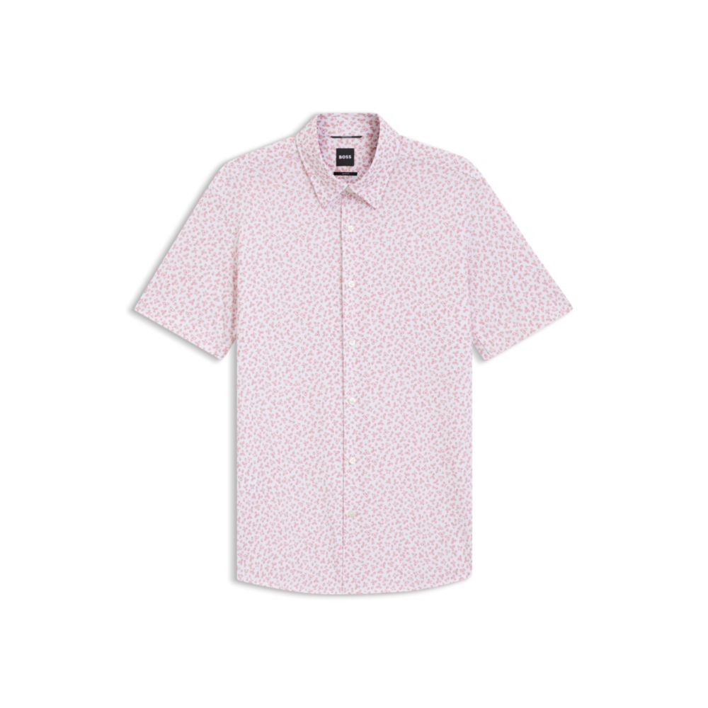 Camisa de mezcla de algodón de corte ajustado con estampado