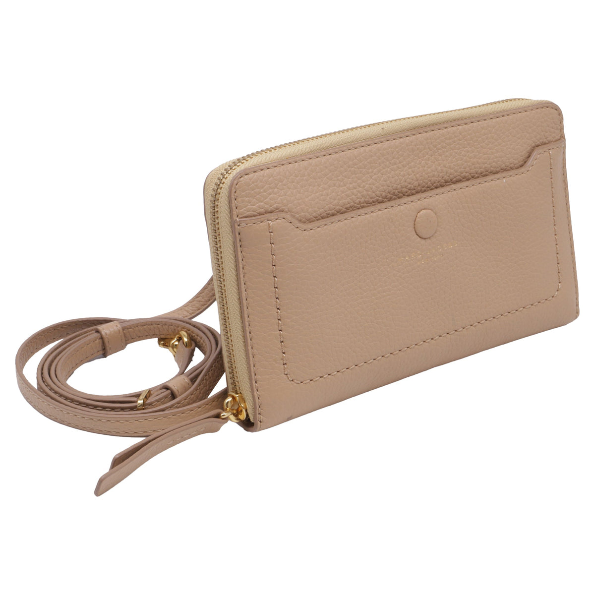 Bolso cruzado de cuero color beige