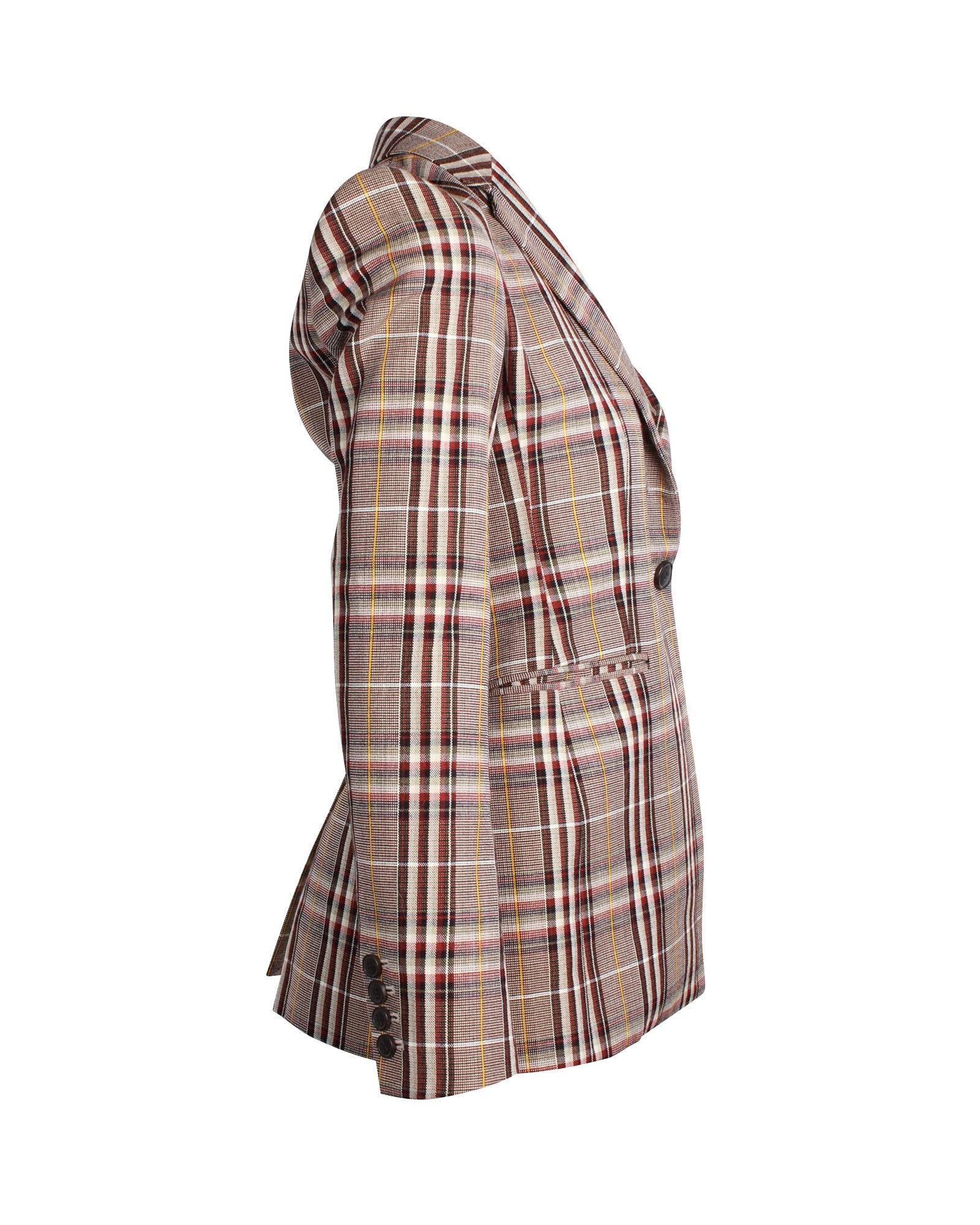 Blazer de lana a cuadros color café
