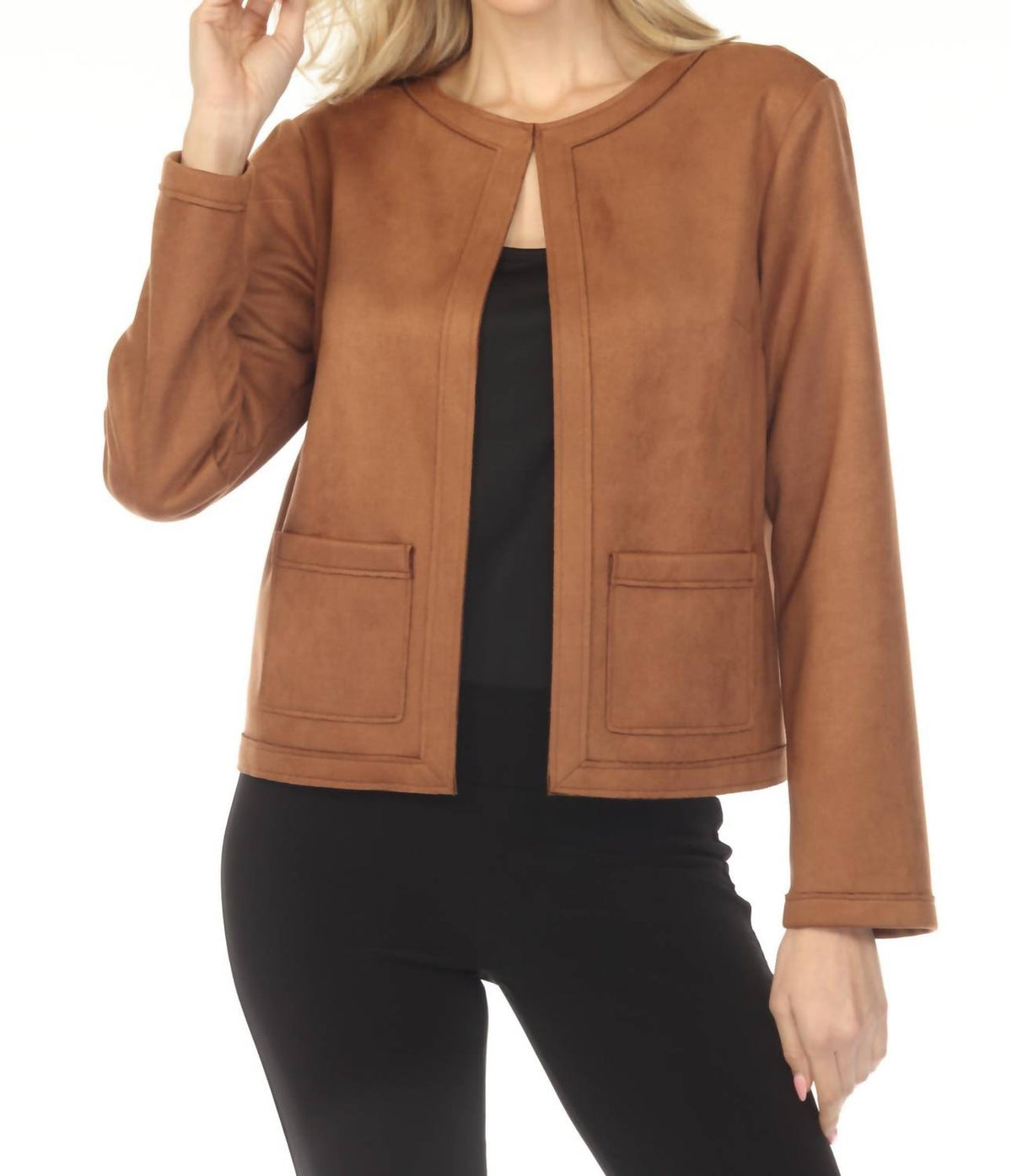Chaqueta de gamuza de manga larga color café
