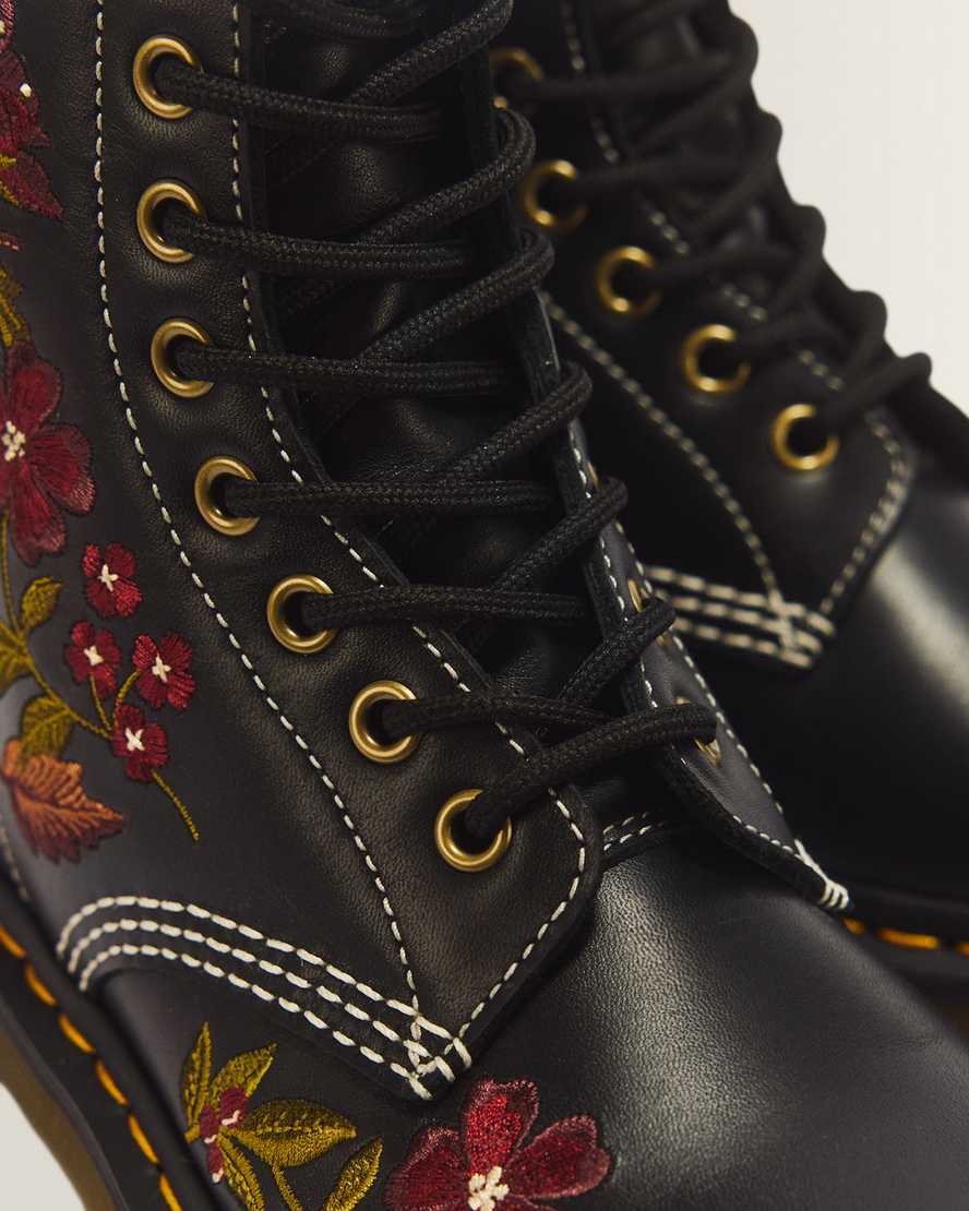 Botas de cuero con estampado floral con cordones