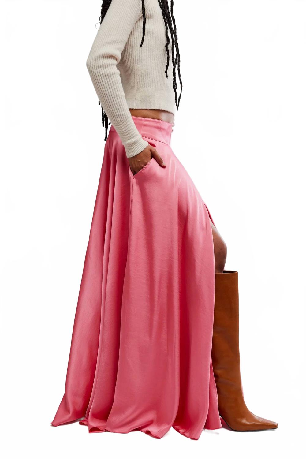 Falda larga color crema