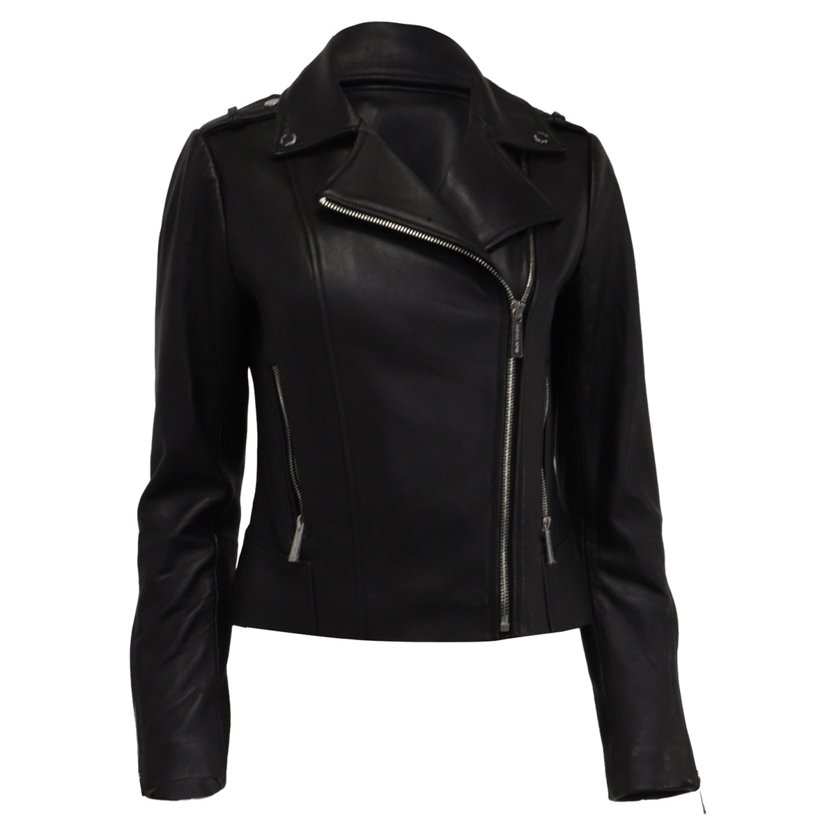 Chaqueta de cuero color negro