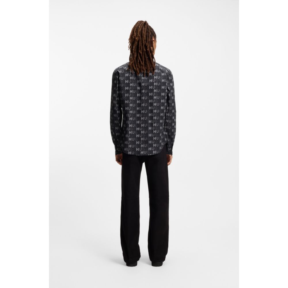 Camisa de algodón de corte ajustado con estampado