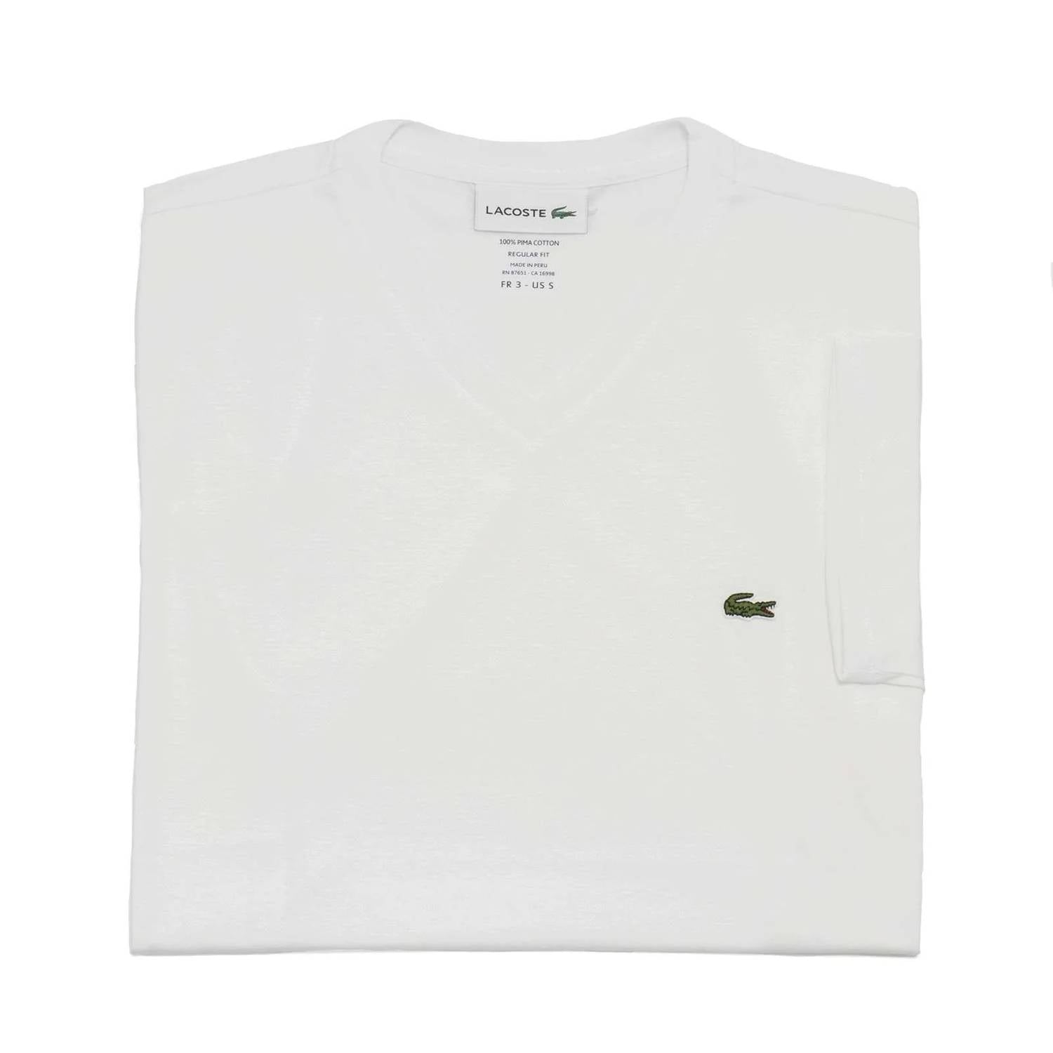 Camiseta de hombre de manga corta con cuello en V color blanco